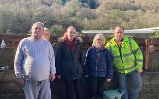 Some residents have expressed their fury at plans to remediate the coal tips at Bedwas (LtoR: Geoff Arnold, Suzanne Eldridge, Ruth Sutton, Cllr Jan Jones and Matthew Sutton)