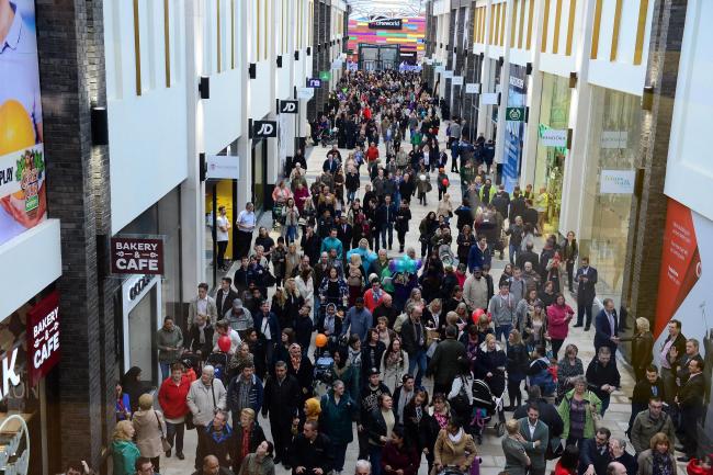 Shoppers in Friars Walk shopping centre, in Newport, on opening day, November 12, 2015.