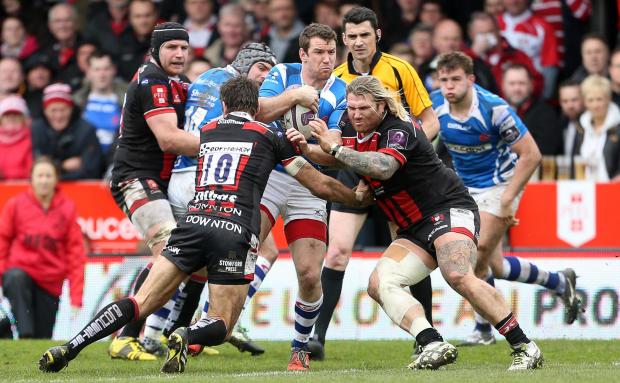 South Wales Argus: HIGHLIGHT: Adam Warren carries hard for the Dragons against Gloucester