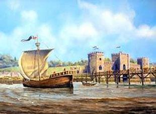 Artist Paul Deacon's impression of Newport's medieval ship