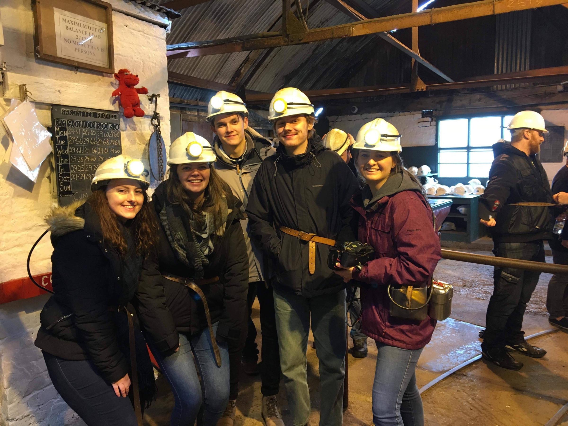 The crew from A Dead Canary researching at Big Pit ahead of filming. Picture: James Davis.